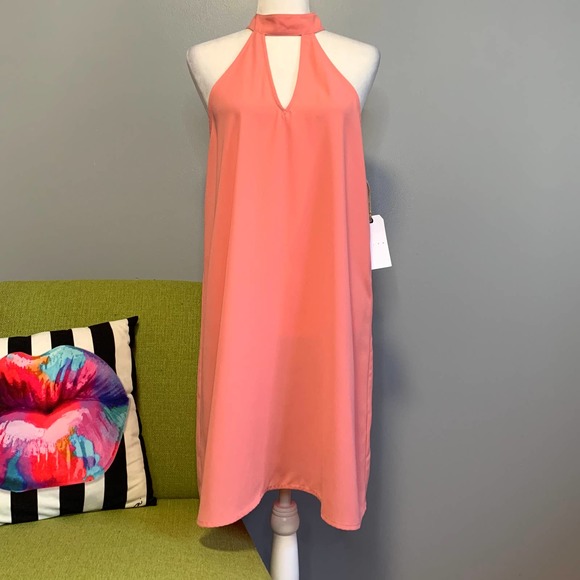 Leith Dresses & Skirts - Leith Pink Blossom High Collar Swing Dress NEW